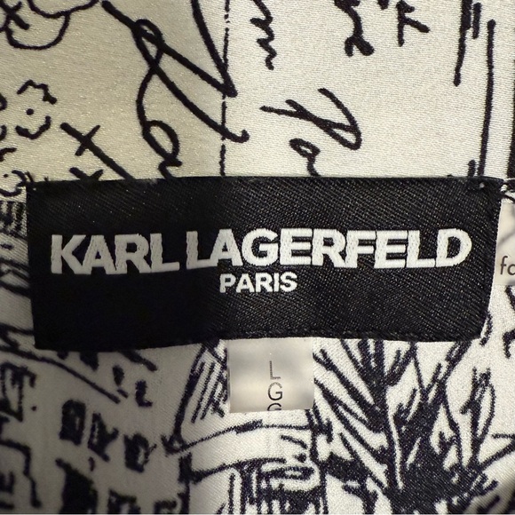 Gently Worn Karl Lagerfeld Monochrome Script Shirt - Picture 2 of 4